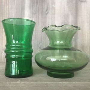 Forest Green Vintage Anchor Hocking Bud Vases